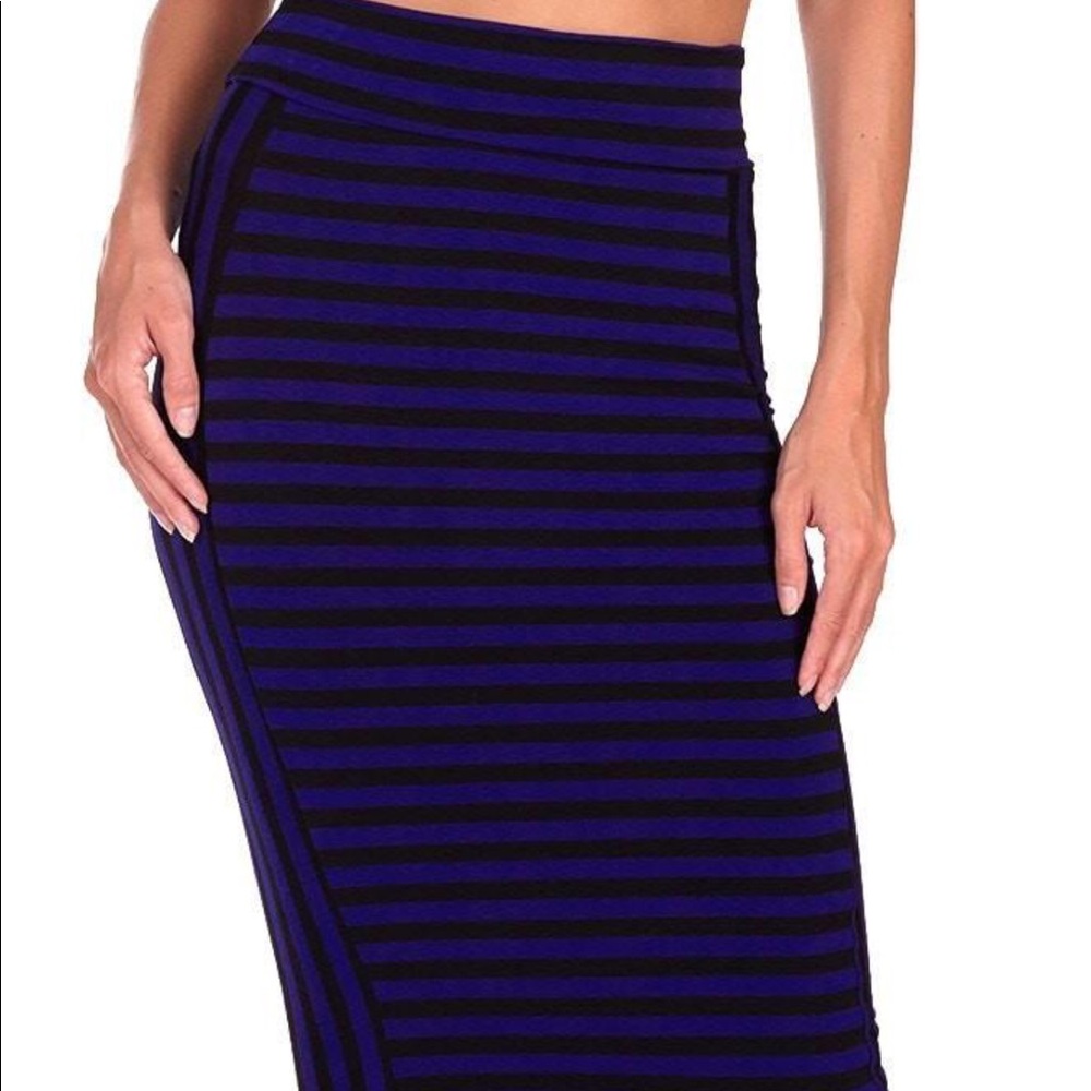 Cobalt Blue Striped Pencil Skirt